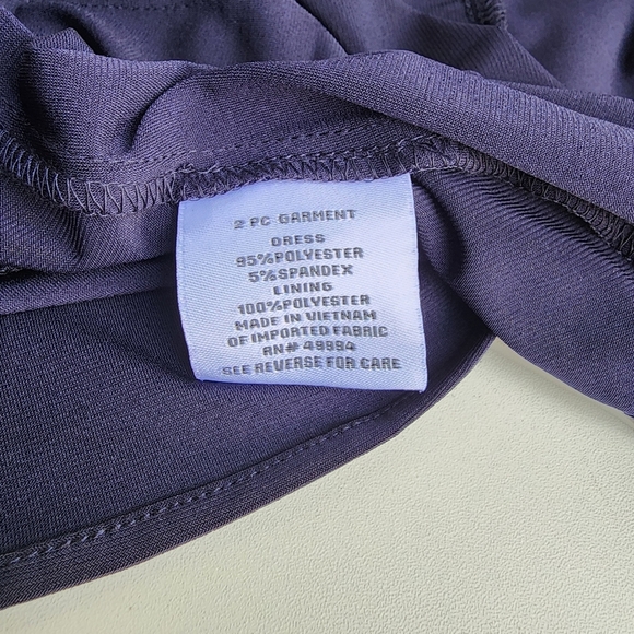 R&M Richards Navy Blue Spark Stretch Knee Length Sleeveless Dress Sz 8P - Picture 10 of 13